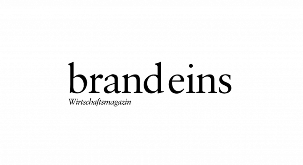 Ein Schwarzes Logo auf transparentem Hintergrund, BrandEins