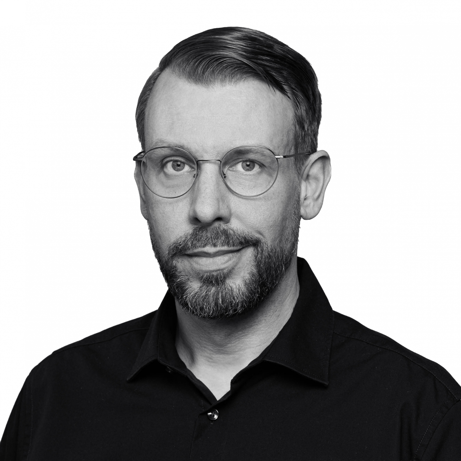 Ein Schwarz-Weiß-Foto eines BCxP-Mitarbeiters.